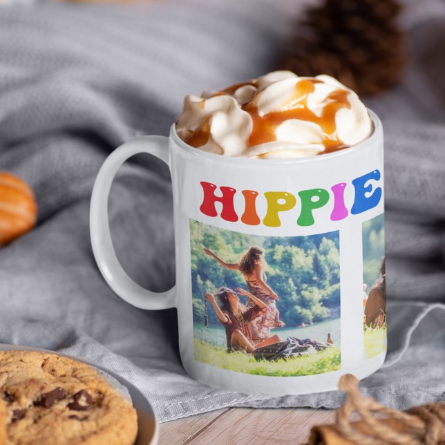 Hippie Helgdagars Anpassningsbar Retro 70s fotofär Kaffemugg (Skapare uppladdad)