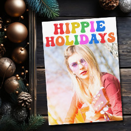 Hippie Helgdagars Colorful jul-familjfoto Julkort