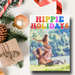 Hippie Helgdagars Cute Retro 70-talsfamiljens foto