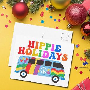 Hippie Helgdagars Cute Retro 70s Van Helgdag Vykort