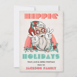 Hippie Helgdagars julkort Retro Santa Helgdag Card