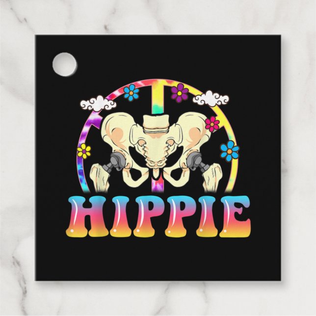 Hippie Hip Replacement Joint Surgery Funny Gåvor Etiketter (Framsida)