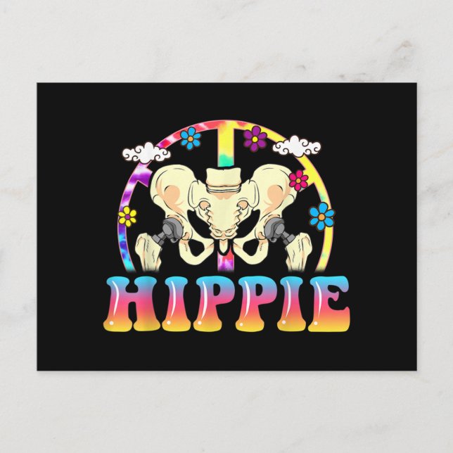 Hippie Hip Replacement Joint Surgery Funny Helg Vykort (Framsida)