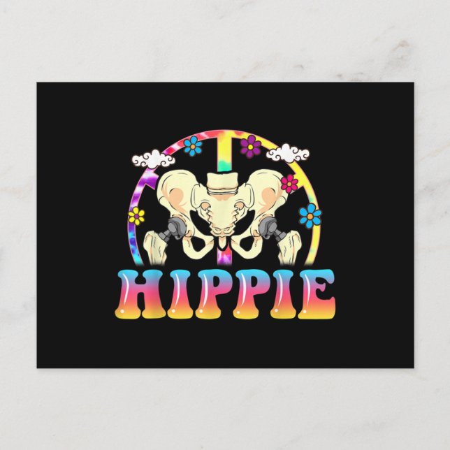 Hippie Hip Replacement Joint Surgery Funny Vykort (Framsida)