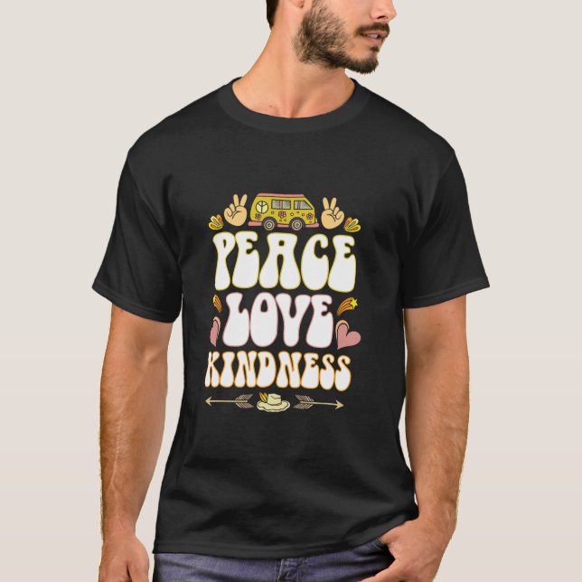 Hippie Hippies Peace Kärlek Kindness Retro Costume T Shirt (Framsida)