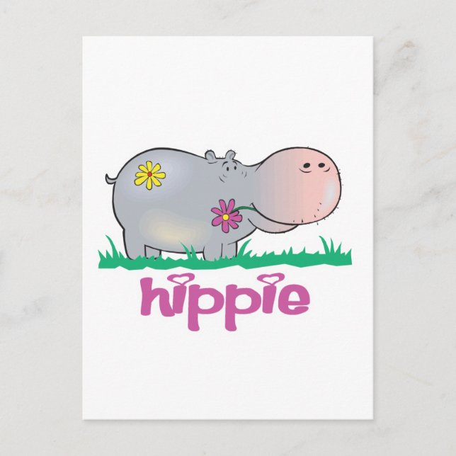 hippie hippo vykort (Framsida)