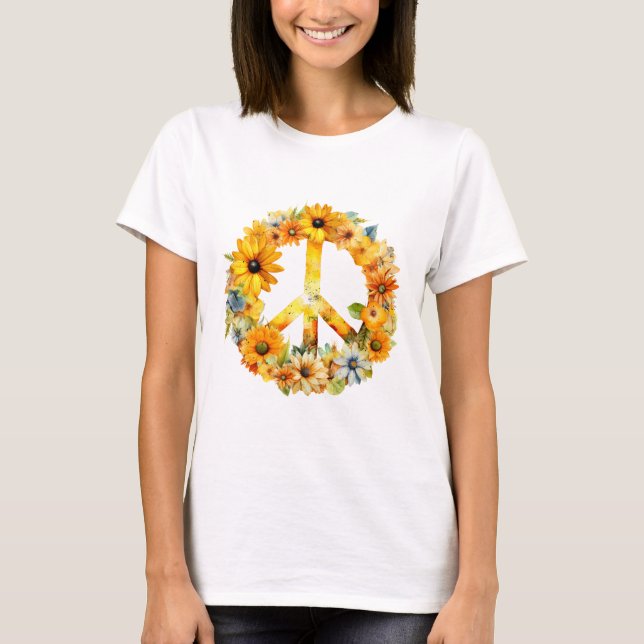 Hippie Hippy Solros Fredstecken T Shirt (Framsida)