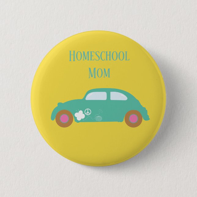 Hippie Homeschool Mamma Car Knapp (Framsida)