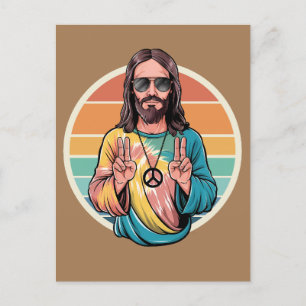 Hippie Jesus fredstecken Vykort