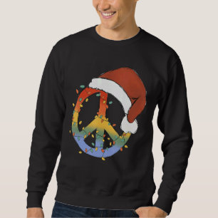 Hippie jul fredstecken Ljus Tie Dye God Jul Lång Ärmad Tröja