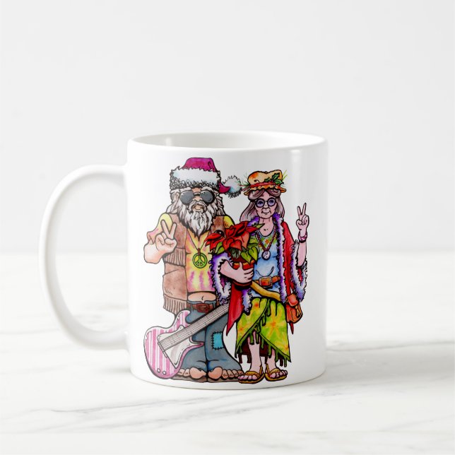 Hippie-jul-tomtepar Kaffemugg (Vänster)