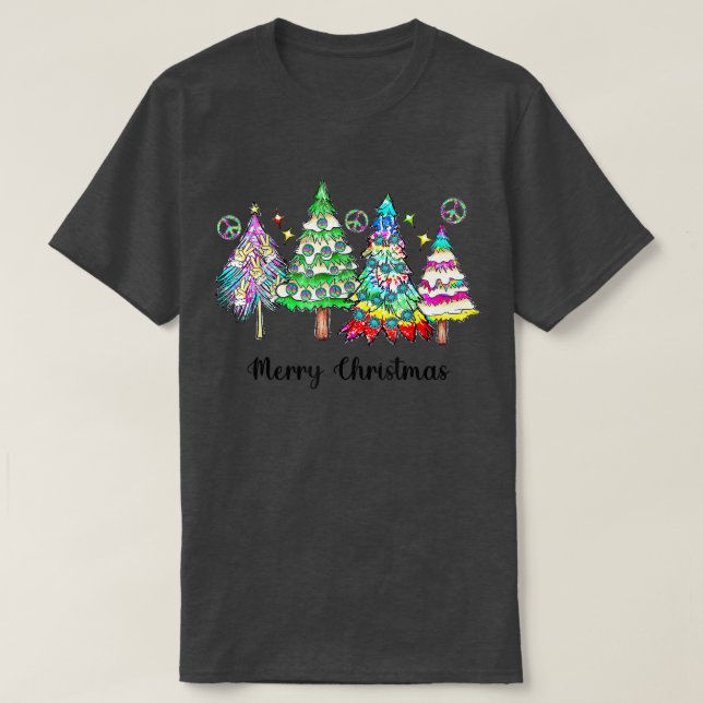 Hippie Julgranar, Boho jul, Retro Chri T Shirt (Design framsida)