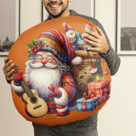 Hippie Jultomten Round Pillow Rund Kudde