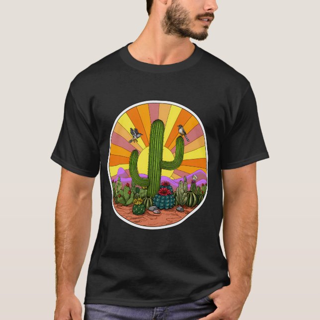 Hippie Kaktus Öken T Shirt (Framsida)