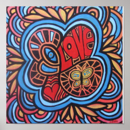 Hippie Kärlek Acrylic Art Poster