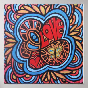 Hippie Kärlek Acrylic Art Poster