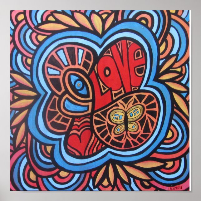 Hippie Kärlek Acrylic Art Poster (Framsidan)