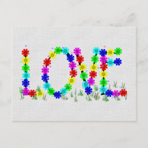 Hippie Kärlek Flowers Vykort