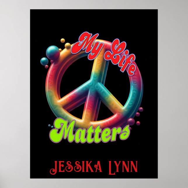 Hippie Kärlek Fred Liv Saker Anpassad  Poster (Framsidan)