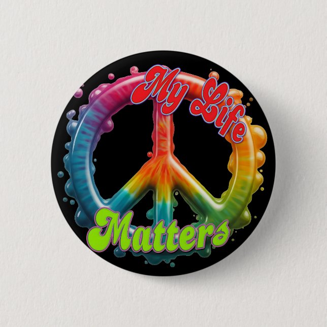 Hippie Kärlek Fred Livet Är Viktigt Anpassad  Knapp (Framsida)