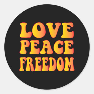 Hippie KÄRLEK PEACE FREEDOM 60:s 70:e årgång Runt Klistermärke