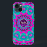 Hippie Kärlek Rosa Aqua Custom Name Fodral<br><div class="desc">rosa av toppen och akvakalejdoskop mandala i lycklig med små rosor! Denna utformning omfattar ett anpassade Monogram- och namn-område för ett unikt område av typen fodral.</div>