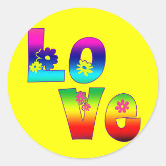 Hippie Kärlek Stickers Runt Klistermärke