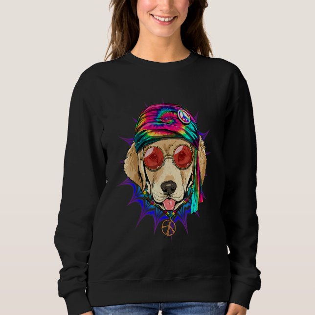 Hippie Labrador Retriever Tie Dye Peace Sign Psych T Shirt (Framsida)