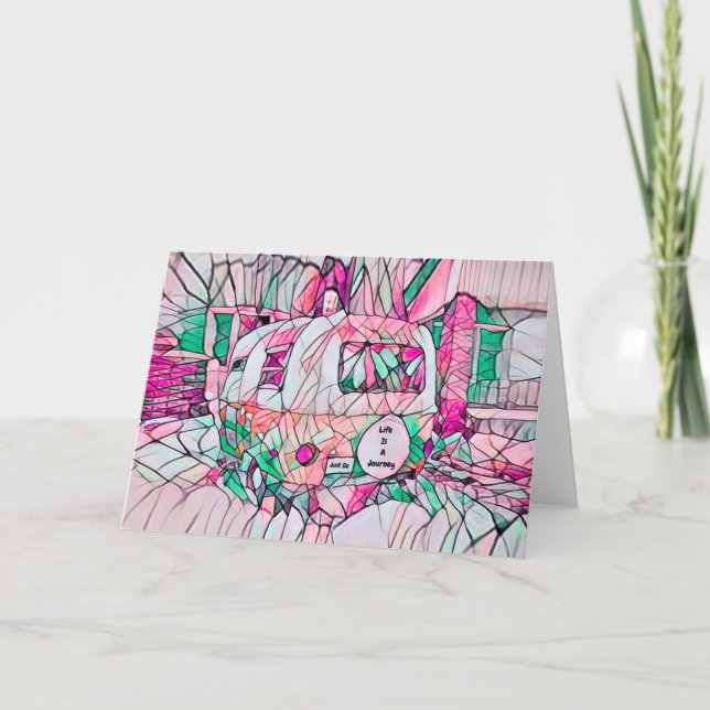 Hippie Life är en Rosa Grönt Camper precis Go Helgkort (Framsida)