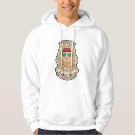 Hippie Lion Peace Love & Flowers Retro 70s Graphic Hoodie