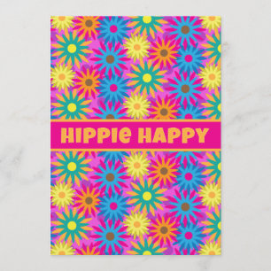 Hippie Lycklig 1960-talets Retro-tema för lägre ef Inbjudningar