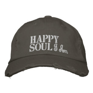 Hippie Lycklig Soul Jag citerar Rustic Grått Vinta Broderad Keps