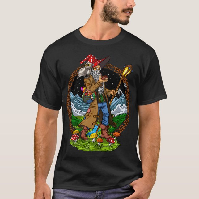 Hippie Magiska Svampar Schaman T Shirt (Framsida)