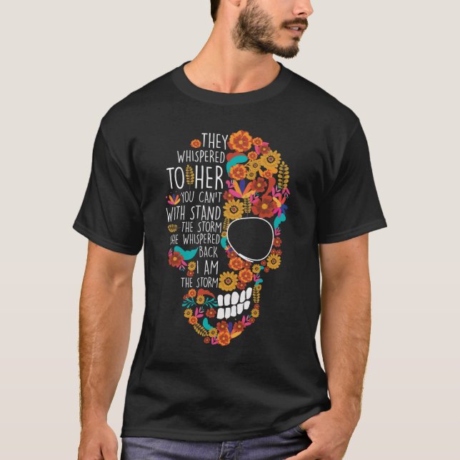 Hippie Mamma Flower Sugar Skull-Blommigt T Shirt (Framsida)