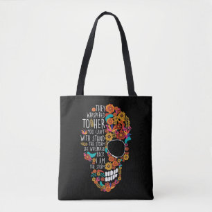 Hippie Mamma Flower Sugar Skull-Blommigt Tygkasse