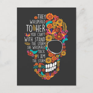 Hippie Mamma Flower Sugar Skull-Blommigt Vykort