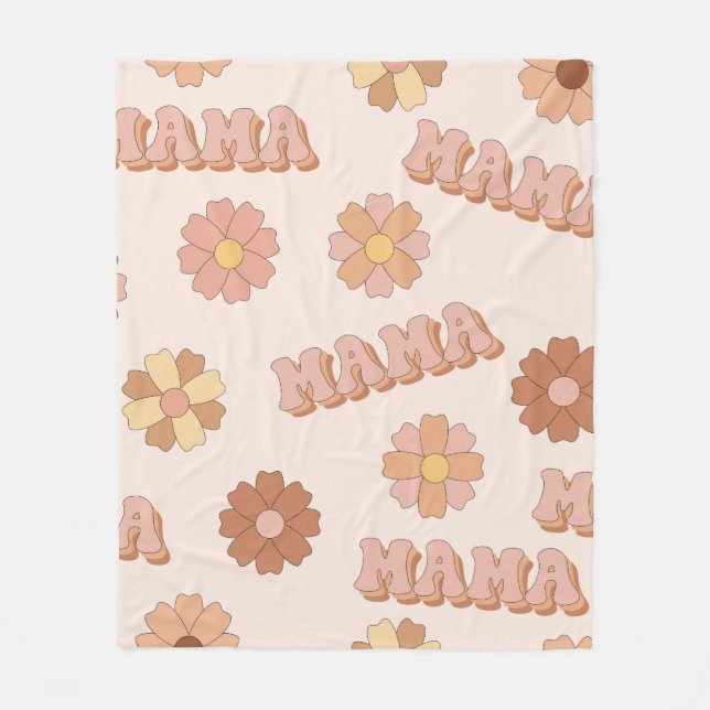 Hippie mamma sömlös mönster. Groovy-bakgrund. M Fleecefilt (Framsidan)
