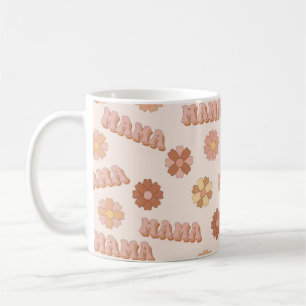 Hippie mamma sömlös mönster. Groovy-bakgrund. M Kaffemugg