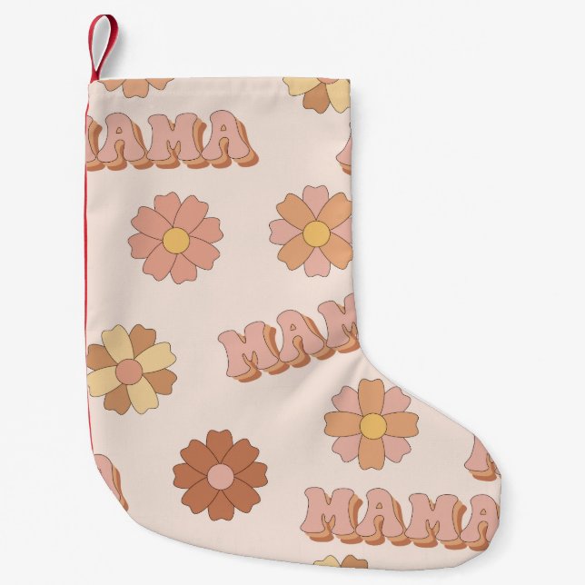 Hippie mamma sömlös mönster. Groovy-bakgrund. M Liten Julstrumpa (Framsidan)