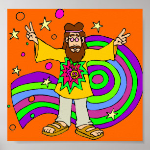 Hippie med Lond Haair på Orange Poster