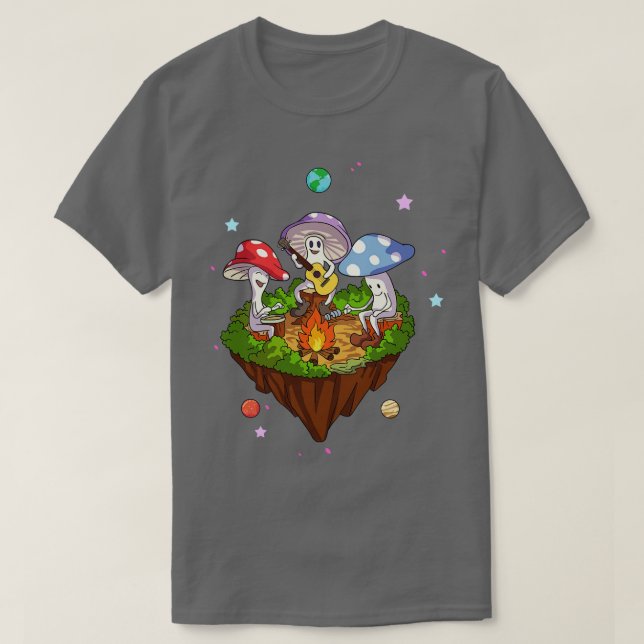 Hippie Mushroom Camping Fungi Festival Psychedeli T Shirt (Design framsida)