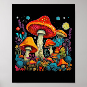 Hippie Mushroom Psychedelic Forest Fungi-festival Poster