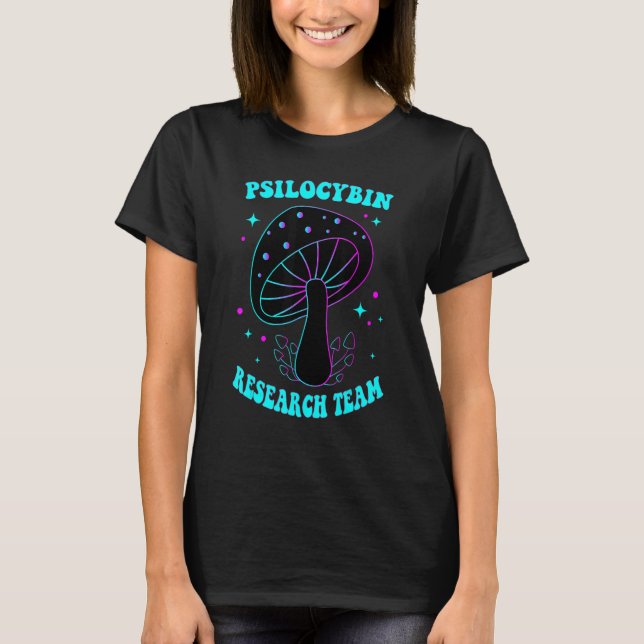 Hippie Mushroom Shirt, Groovy Psilocybin Research T Shirt (Framsida)
