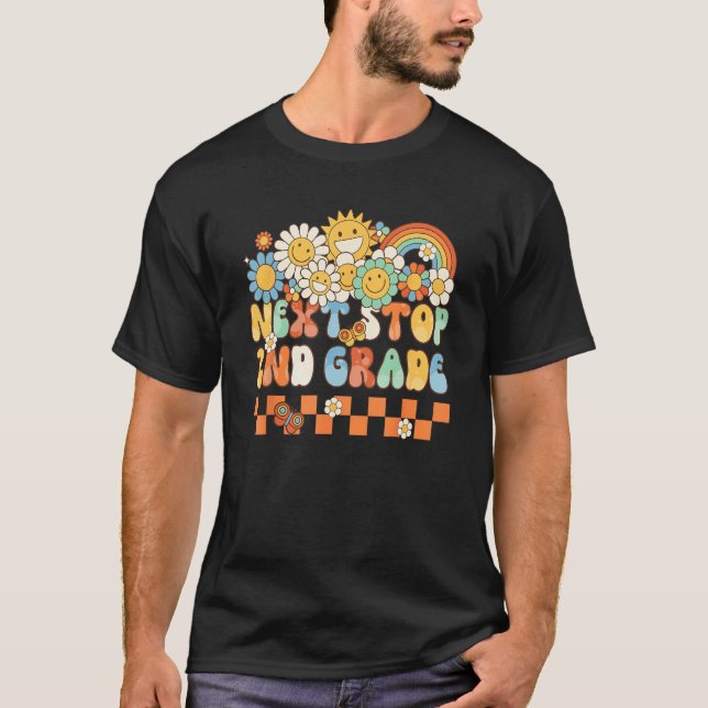 Hippie Next Stop 2nd Grade Retro Groovy  Back To S T Shirt (Framsida)