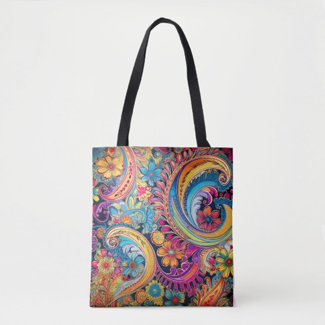 Hippie Paisley Neon Tygkasse (Framsida)