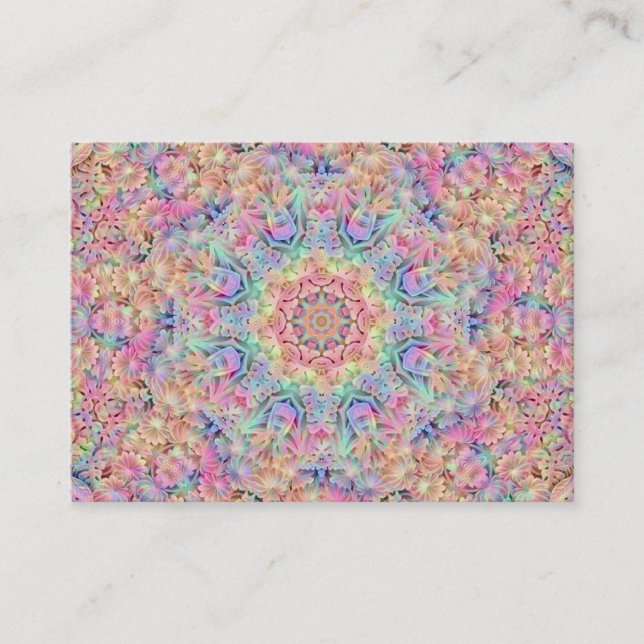 Hippie Pastel Färg Vintage Fractal Kaleidoscope Visitkort (Framsida)