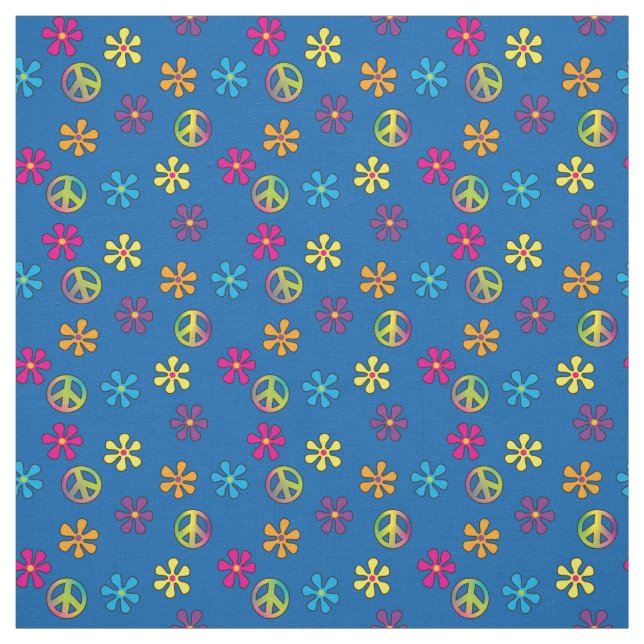 Hippie Peace and Flower Shower Tyg (Provkarta)