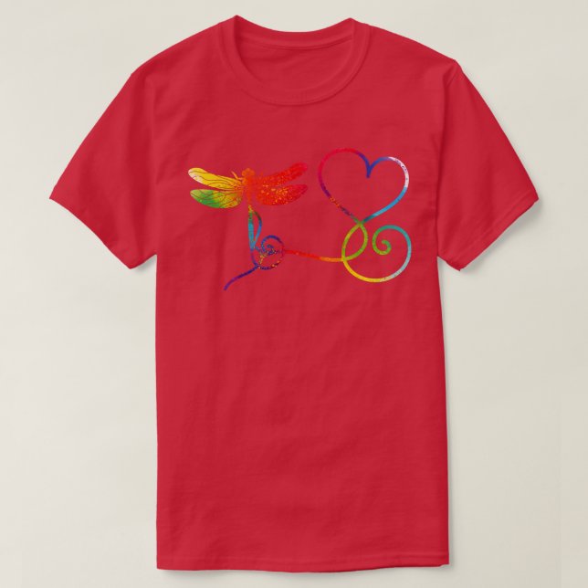 Hippie Peace Dragonfly T Shirt (Design framsida)