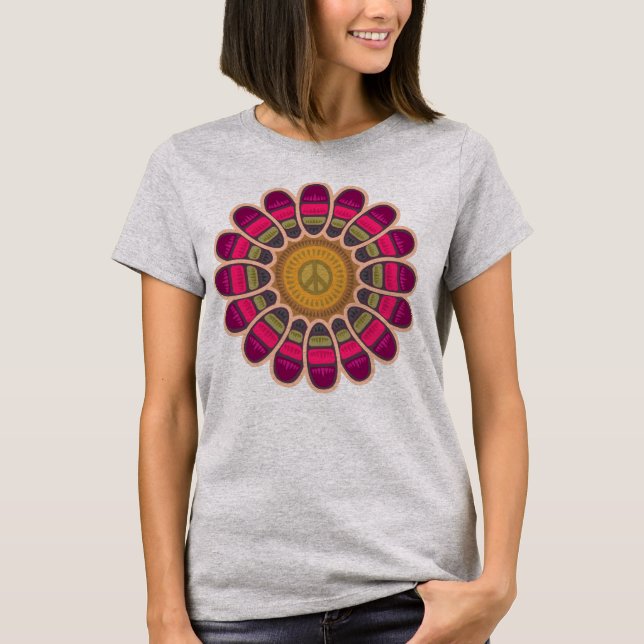 Hippie Peace Flower T Shirt (Framsida)