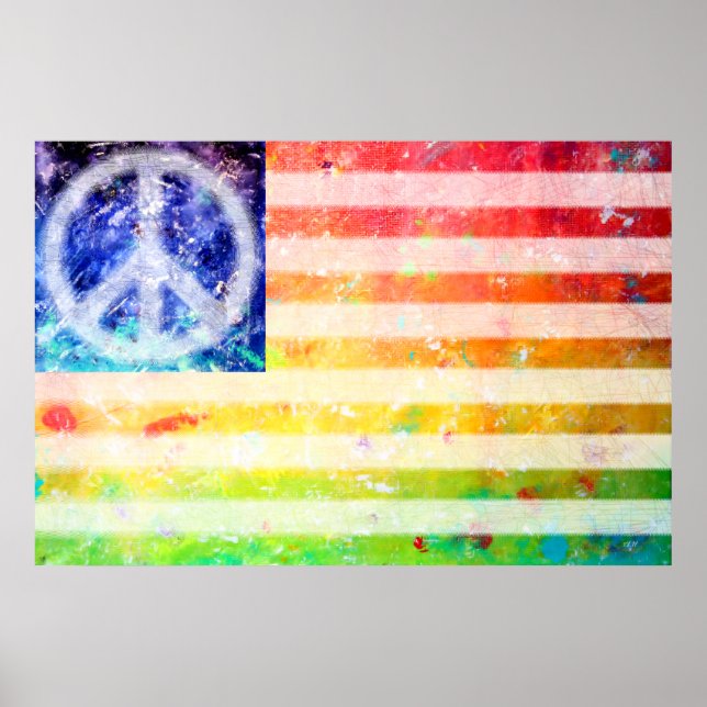 Hippie Peace Freak Flagga Art Poster (Framsidan)
